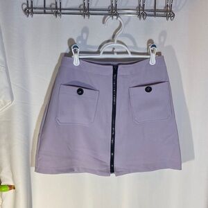 Judy Knapp Y2K Lavender Front-Zip Pocket Mini Skirt, size 9 made In USA